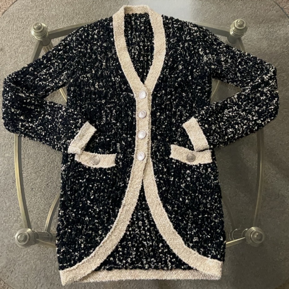 Chanel Black and Gold Tweed Egyptian Collections Cardigan